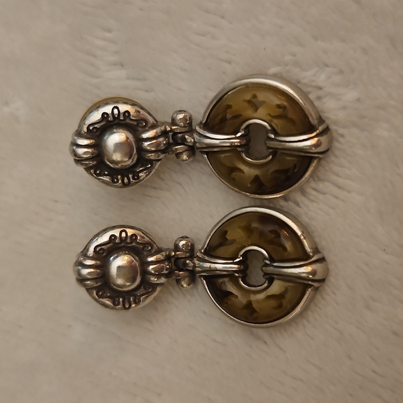 BRIGHTON Carved Donut Shape Door Knocker Post Earrings - Picture 2 of 5